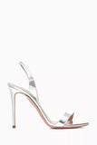 AQUAZZURA So Nude 105mm Heel Sandals in Laminated Leather