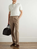 New Brioni ivory basketweave polo shirt