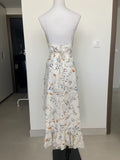 Manera Odevatca white floral wrap around long Dress