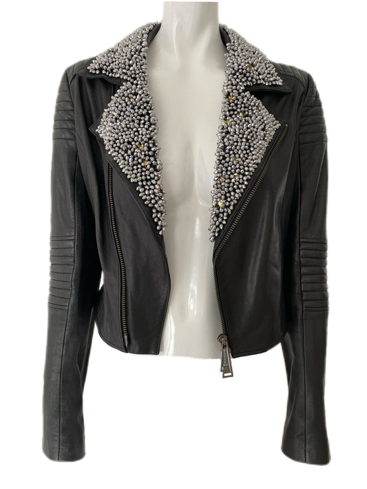 Philipp Plein black leather jacket