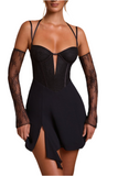 Oh Polly Maelle A-Line Mini Dress in Black