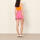 Sandro pink high-waisted shorts