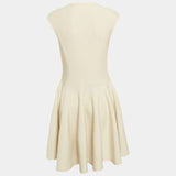 Alexander McQueen Beige Floral Jacquard Stretch Wool Flared Dress