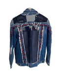 Gizia Denim jacket with embroidery and mesh