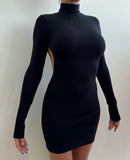 Limelight black turtle neck backless dress