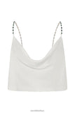 Meshki white beaded straps top