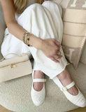 Chanel White Mary Jane Ballerina Shoes CC 2024