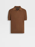 Zegna foliage brown polo shirt