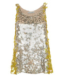 Valentino Yellow and Silver Sequin Twofer Top