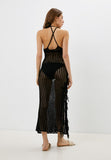 Manera Odevatca black backless knitted long dress