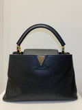 Louis Vuitton Black Leather Capucines MM Bag