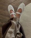 Chanel White Mary Jane Ballerina Shoes CC 2024