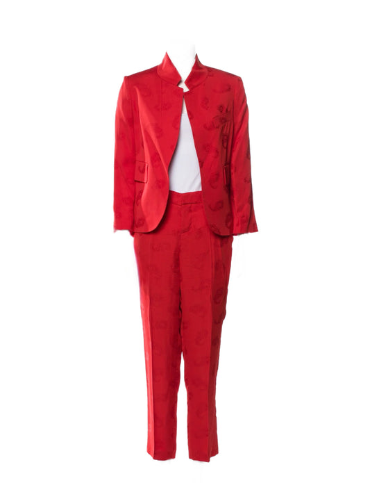 Zadig & Voltaire Red Tonal Embroidered Two Piece Set