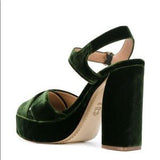 Tory burch dark green velvet Loretta heels