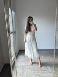 Flannel white tassel long Skirt