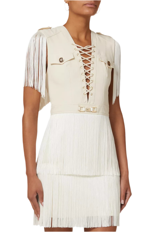 Elisabetta Franchi Fringe Mini Dress