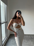 Meshki white knit tube Dress