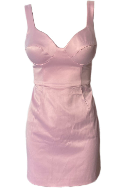 Post Meridien pink satin mini dress