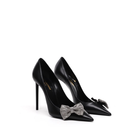 Saint Laurent Zoe Bow Leather Heels