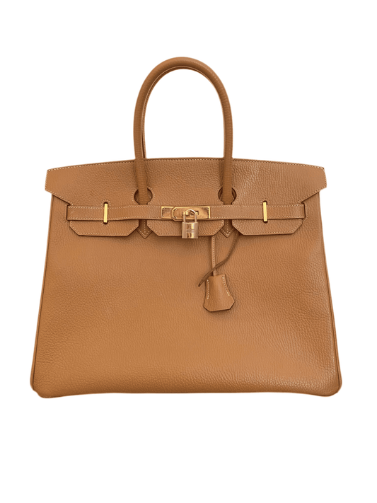 Hermes Togo Gold Birkin 35 Bag with GHW Vintage