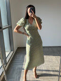 Exquise Green floral long Dress