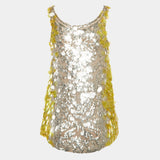 Valentino Yellow and Silver Sequin Twofer Top