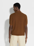 Zegna foliage brown polo shirt