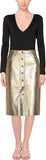 Sandro gold leather midi skirt