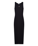 Brunello Cucinelli embroidered logo black rib knit midi dress