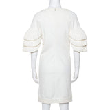 Chanel Cream Rib Knit Raffle Dress