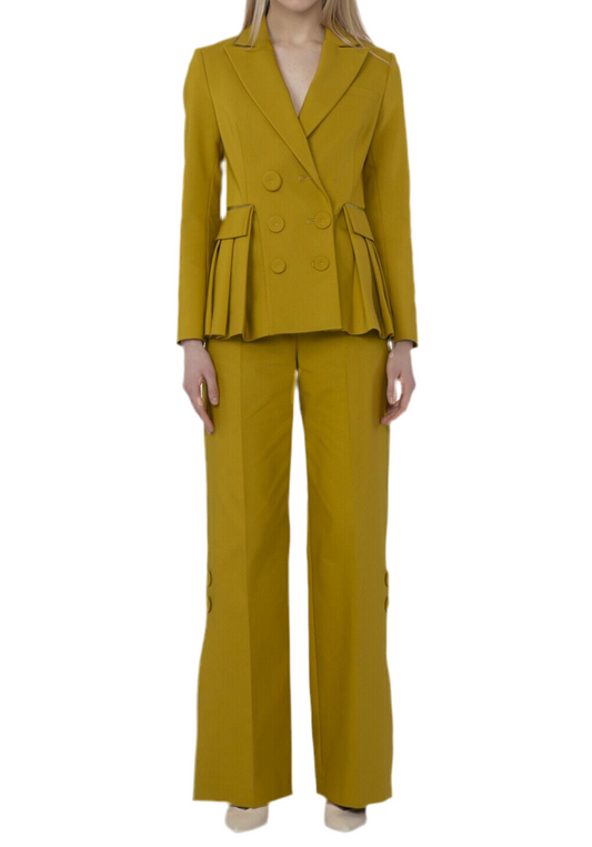 GIZIA Slit Detailed Wide Leg Yellow Trousers