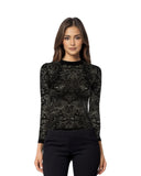 Balmain black jacquard semi-sheer top