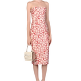 Dsquared2 ivory and red floral brocade midi dress