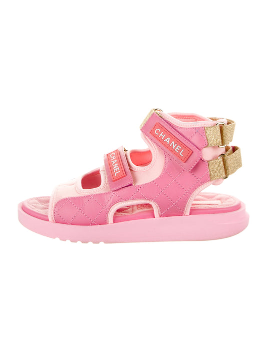 Chanel pink gladiator sandals