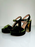 Tory burch dark green velvet Loretta heels