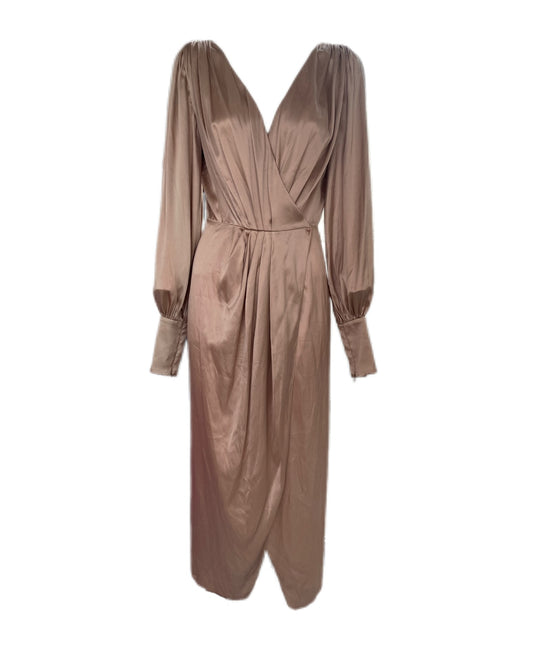 K. Rutman satin rose gold long dress