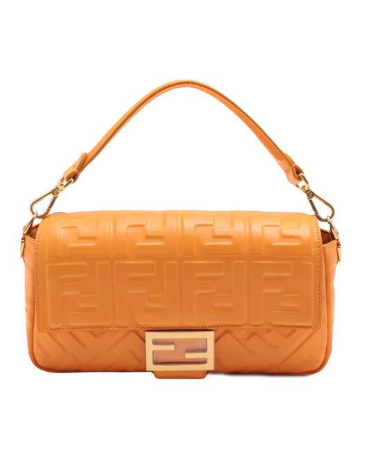 FENDI Baguette Nappa Leather Orange 2-Way bag