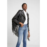 Diesel Leather L-HELGAT Jacket with Fringes