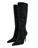 ZARA black rhinestone boots