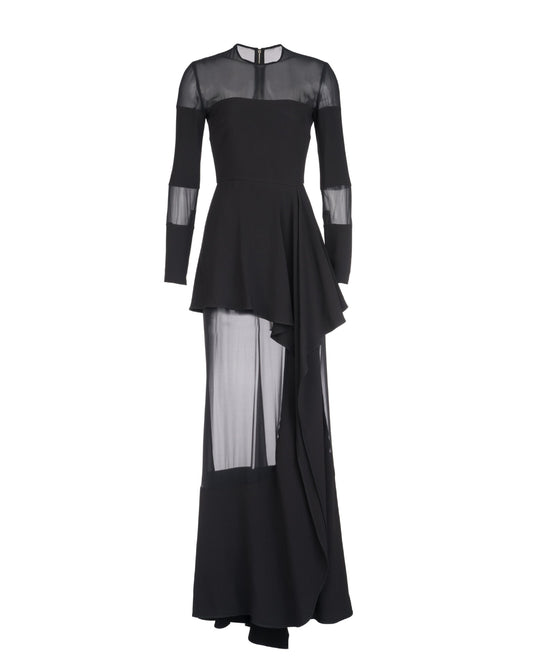 Elie Saab Fluid Black Sheer Insert Gown