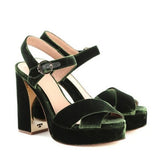 Tory burch dark green velvet Loretta heels