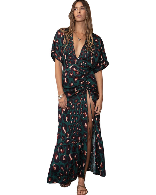 Stillwater green cheetah print maxi dress