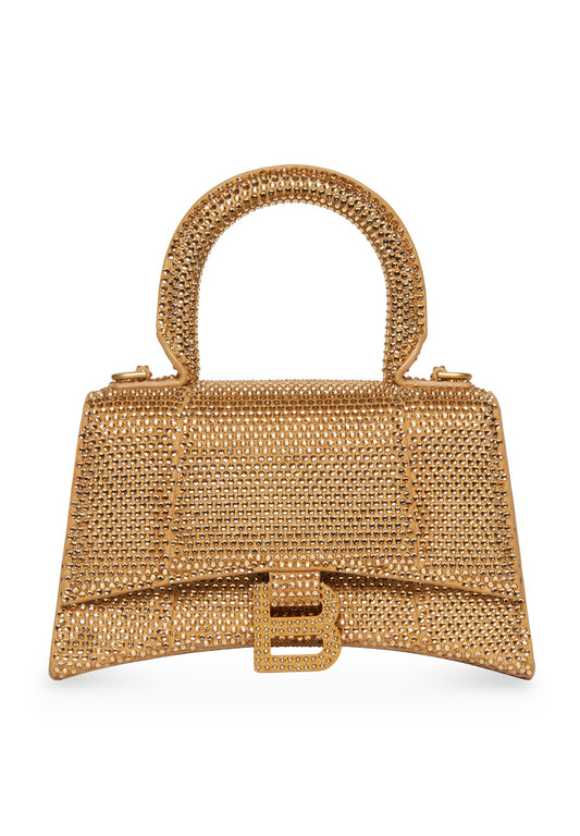 Balenciaga Hourglass crystal-embellished gold bag