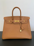 Hermes Togo Gold Birkin 35 Bag with GHW Vintage