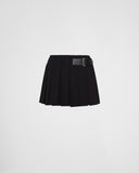 Prada Gabardine black pleated mini skirt