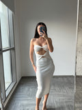 Meshki white knit tube Dress