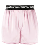 ALEXANDER WANG Pink Silk Logo Elastic shorts