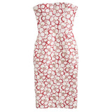 Dsquared2 ivory and red floral brocade midi dress