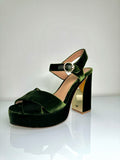 Tory burch dark green velvet Loretta heels