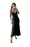 D’AngelAnn black satin long Dress